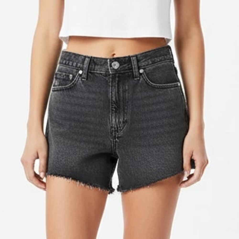 Calvin Klein Size 28 Black Vintage Mineral Wash High Rise Cutoff Denim Shorts